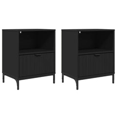 vidaXL Bedside Cabinet 2 pcs Black 49 x 36 x 61 cm Engineered wood 2