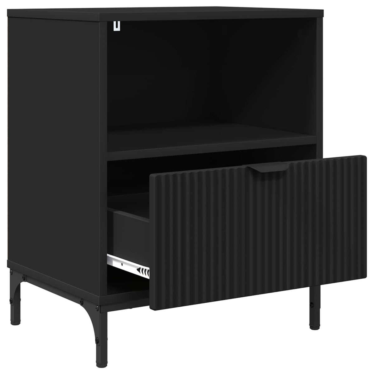 vidaXL Bedside Cabinet 2 pcs Black 49 x 36 x 61 cm Engineered wood 5