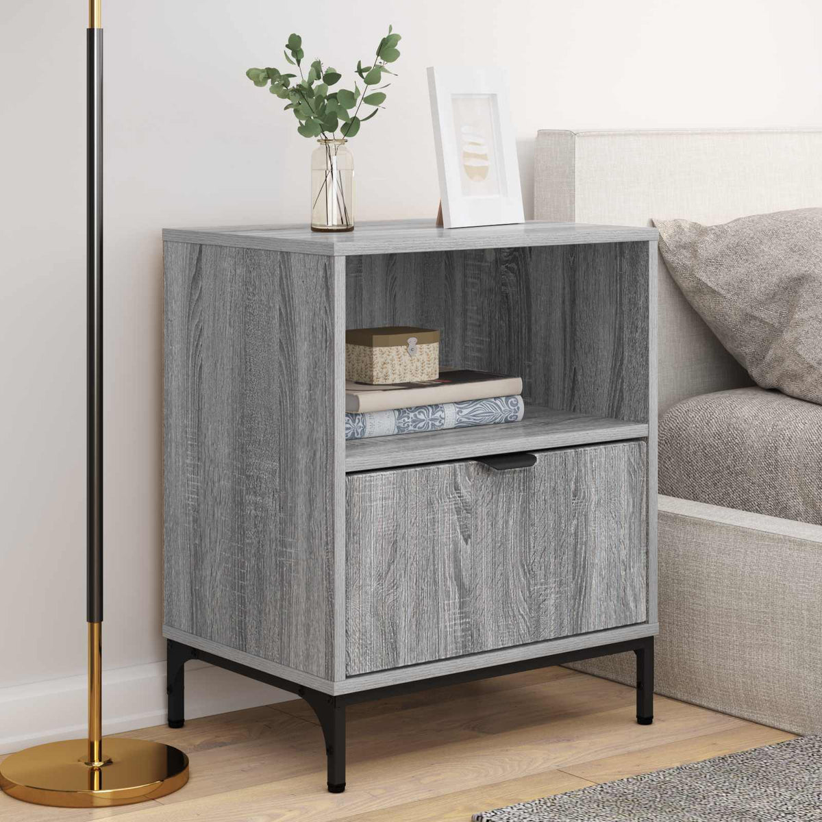 vidaXL Bedside Cabinet 2 pcs Grey sonoma 49 x 36 x 61 cm 4