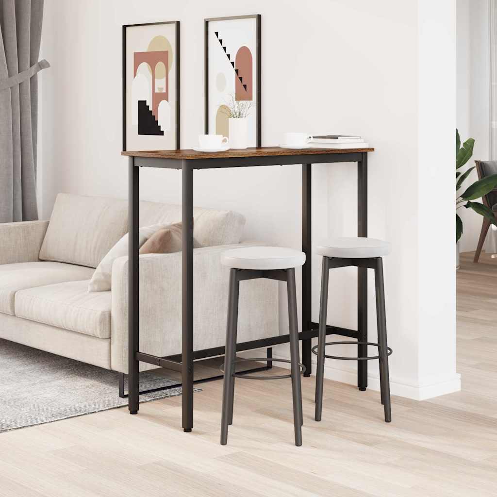 vidaXL Table Smoked Oak 100 x 40 x 100.5 cm Engineered Wood and Steel 4