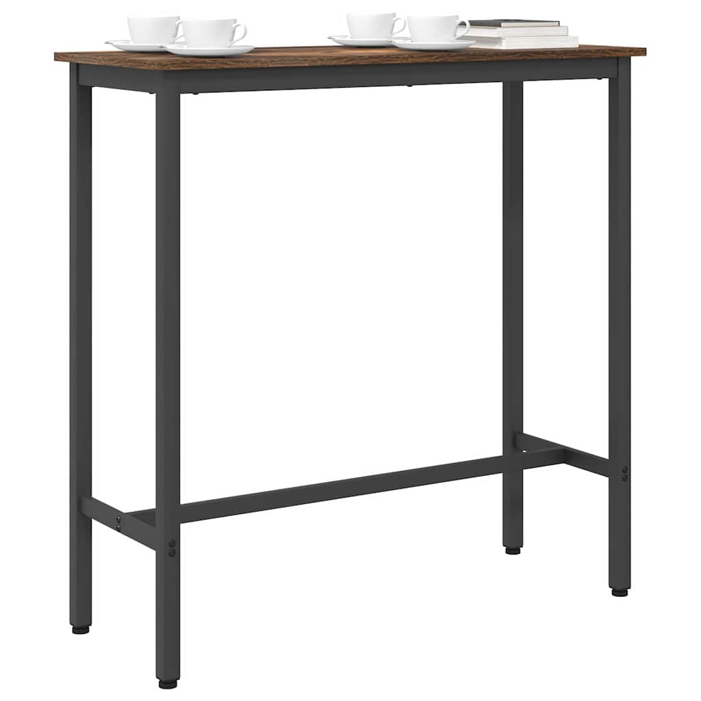 vidaXL Table Smoked Oak 100 x 40 x 100.5 cm Engineered Wood and Steel 3