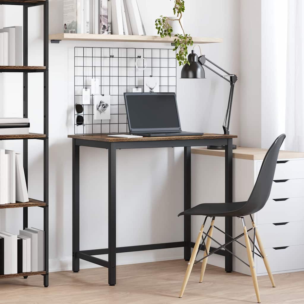 vidaXL Table Smoked Oak 100 x 50 x 76.5 cm Engineered Wood and Steel 1