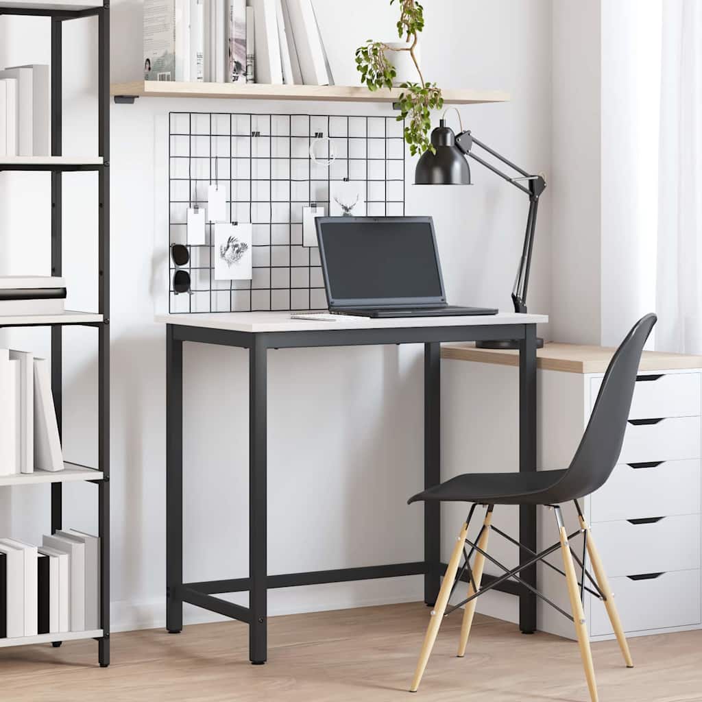 vidaXL Table White 80 x 50 x 77 cm Engineered Wood and Steel 1