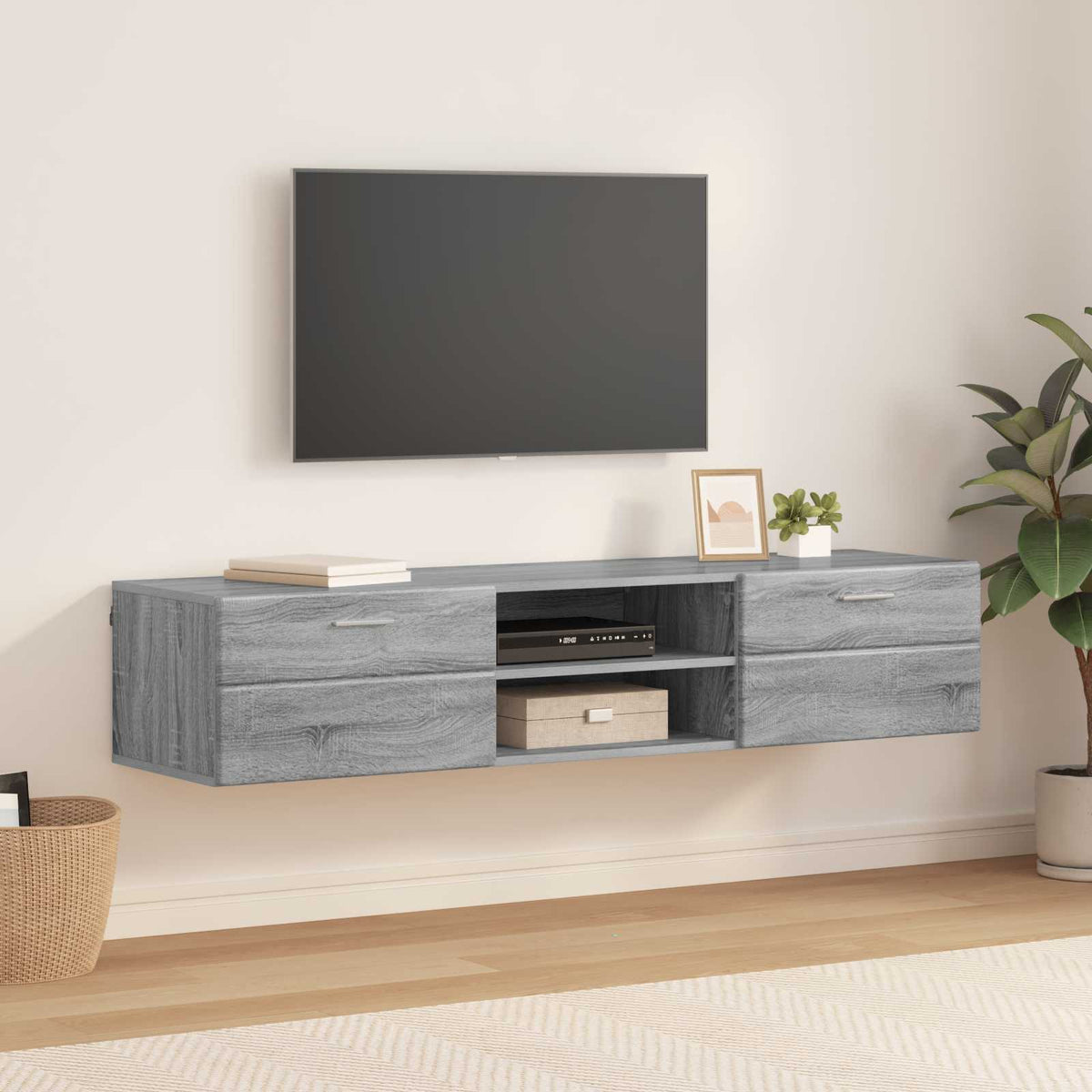 vidaXL Wooden Cabinet 150 x 39 x 30 cm Grey Sonoma Engineered Wood 1
