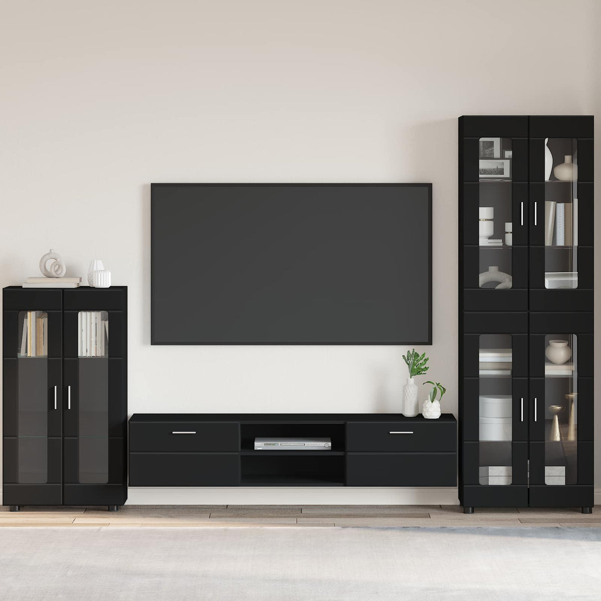 vidaXL Sideboard FLORIN 55.5 x 29 x 100 cm Black Engineered Wood 1
