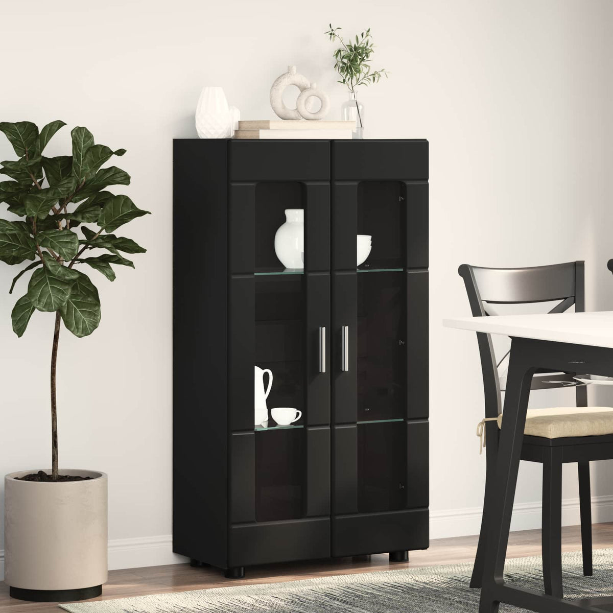 vidaXL Sideboard FLORIN 55.5 x 29 x 100 cm Black Engineered Wood 4