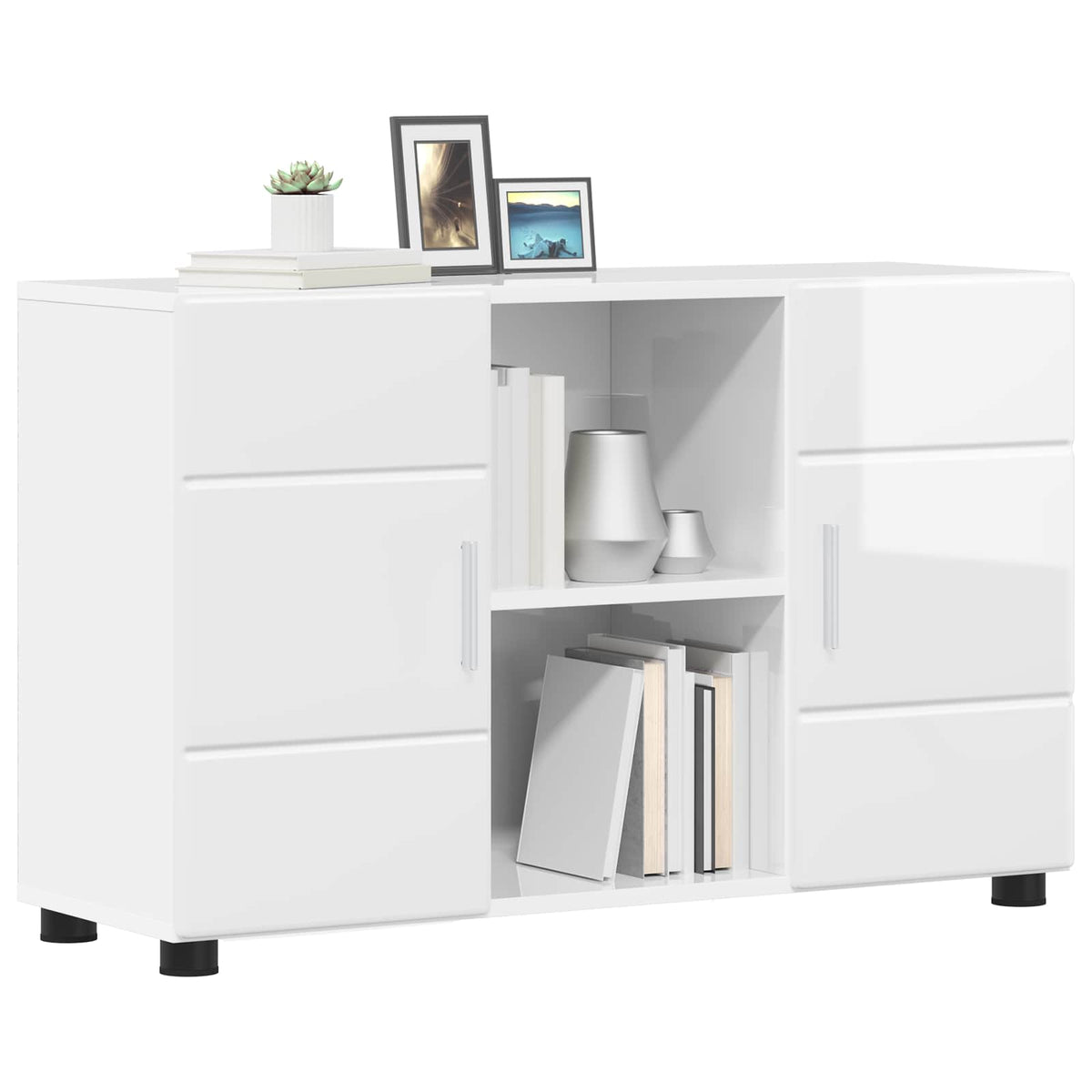 TV Cabinet Set FLORIN 3 pcs 150 x 39 x 30 cm High gloss white Sideboard with 2 doors