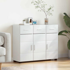 TV Cabinet Set FLORIN 3 pcs 150 x 39 x 30 cm High gloss white Sideboard with 3 drawers 3 doors
