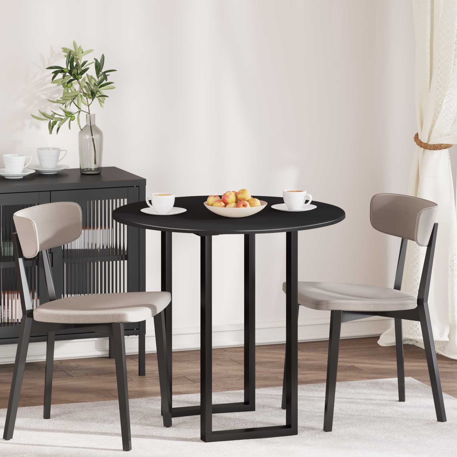 vidaXL Table Top Ø 80 x 1.5 cm Round Engineered Wood Black 1