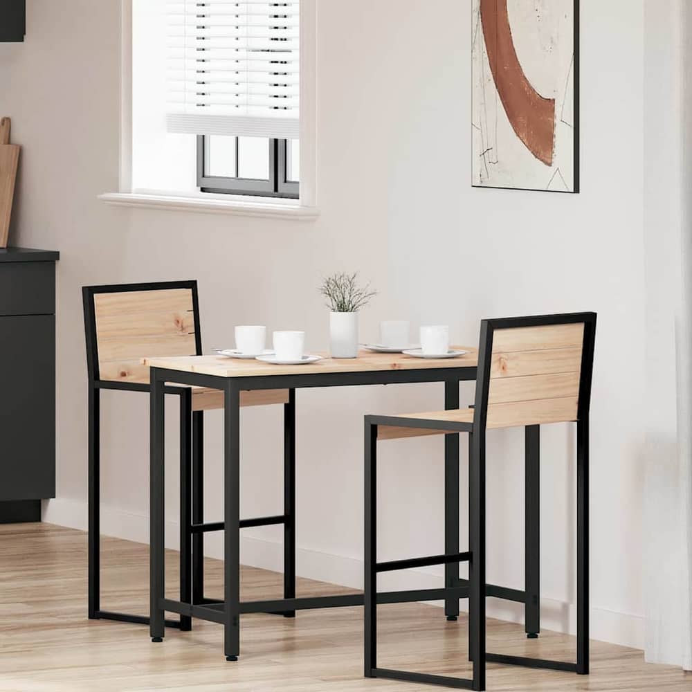 Table 100 x 50 x 77 cm Engineered Wood and Steel Natural