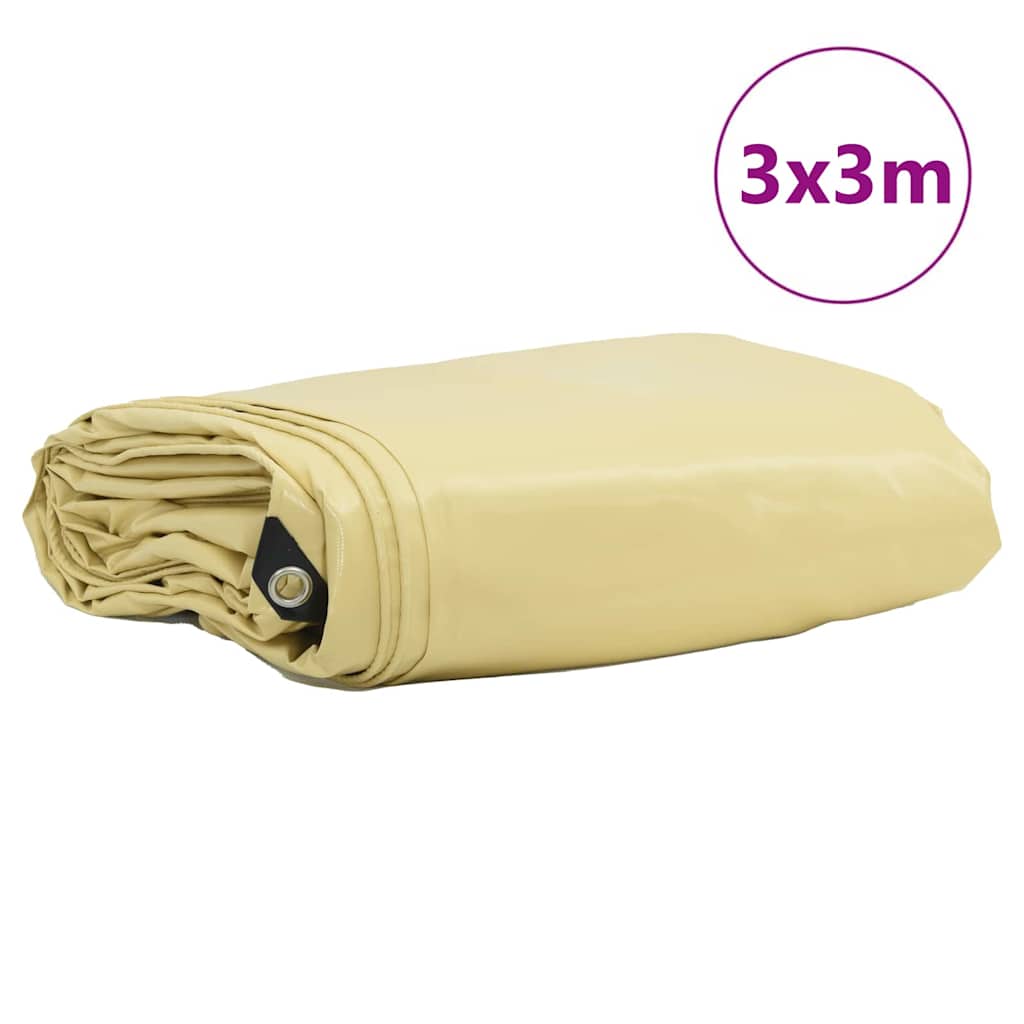 vidaXL Tarpaulin 650g / m² Beige 3 x 3 m Canvas with PVC Coating 2