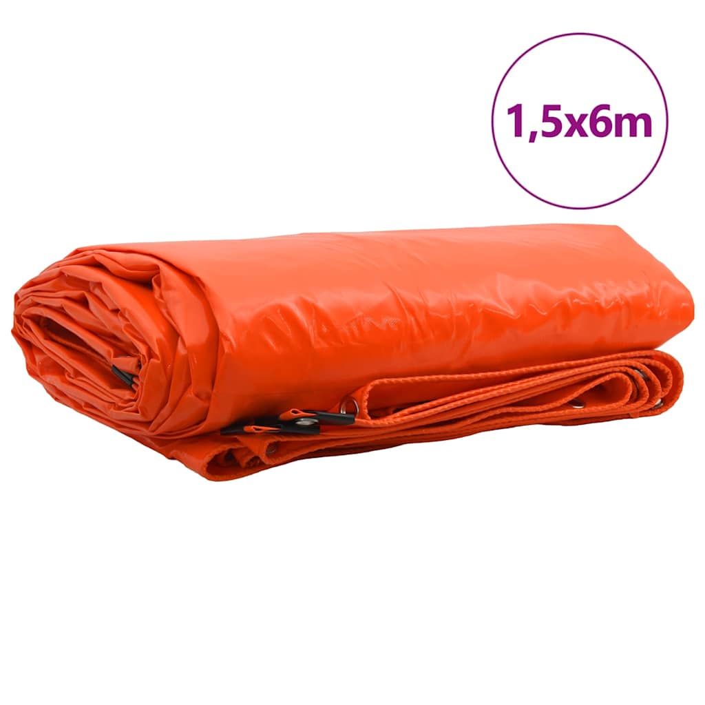 vidaXL Tarpaulin 650g / m² Orange 1.5 x 6 m Canvas with PVC Coating 2