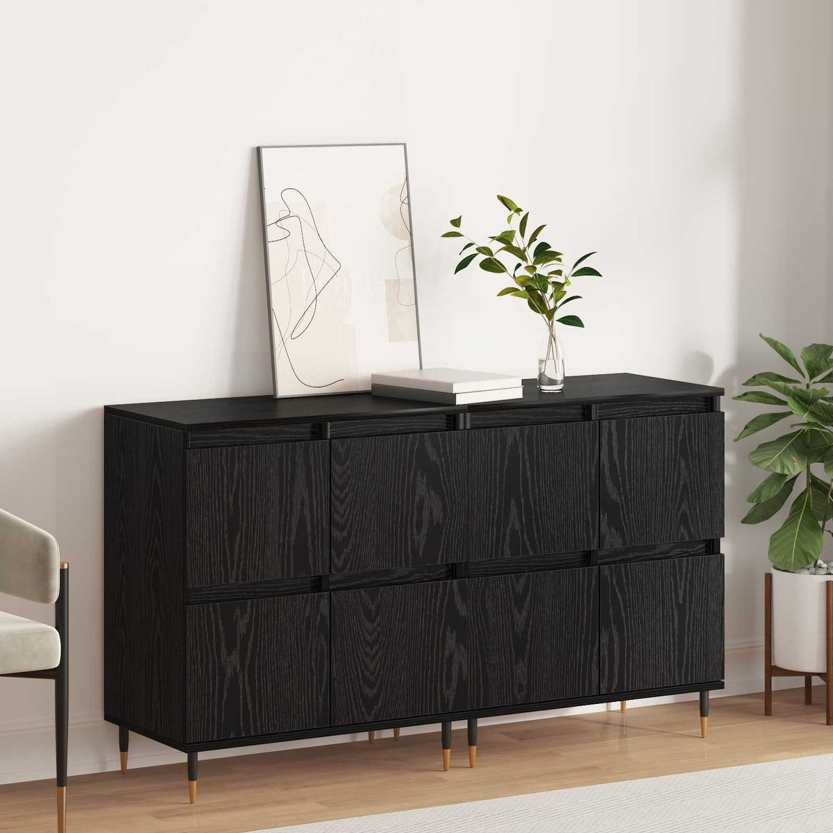Sideboards Engineered Wood 2 pcs Black oak