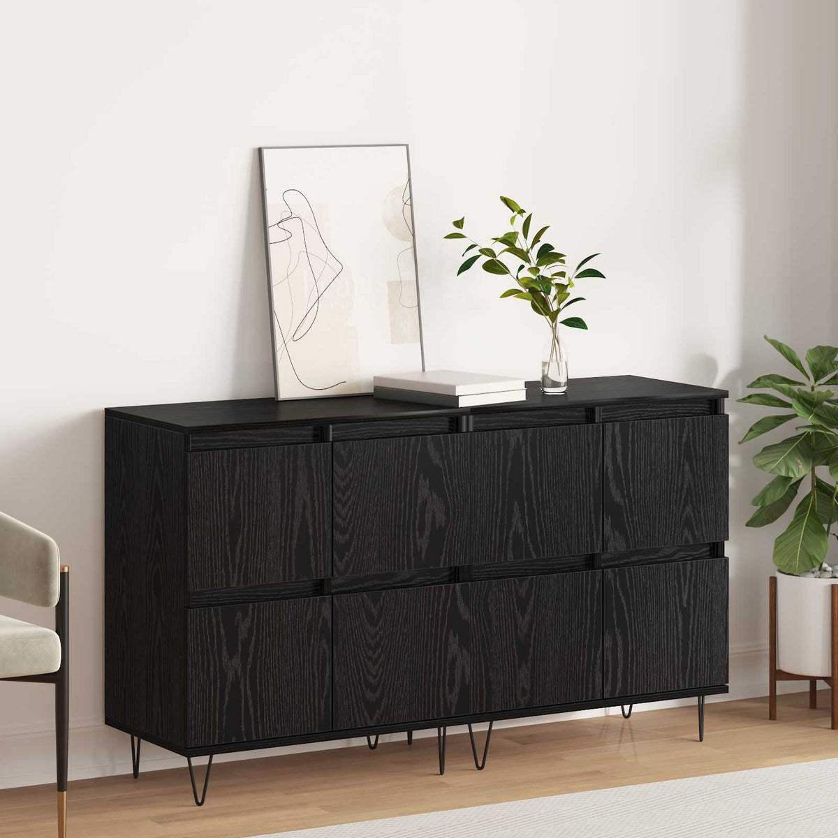 Sideboards Engineered Wood 2 pcs Black oak