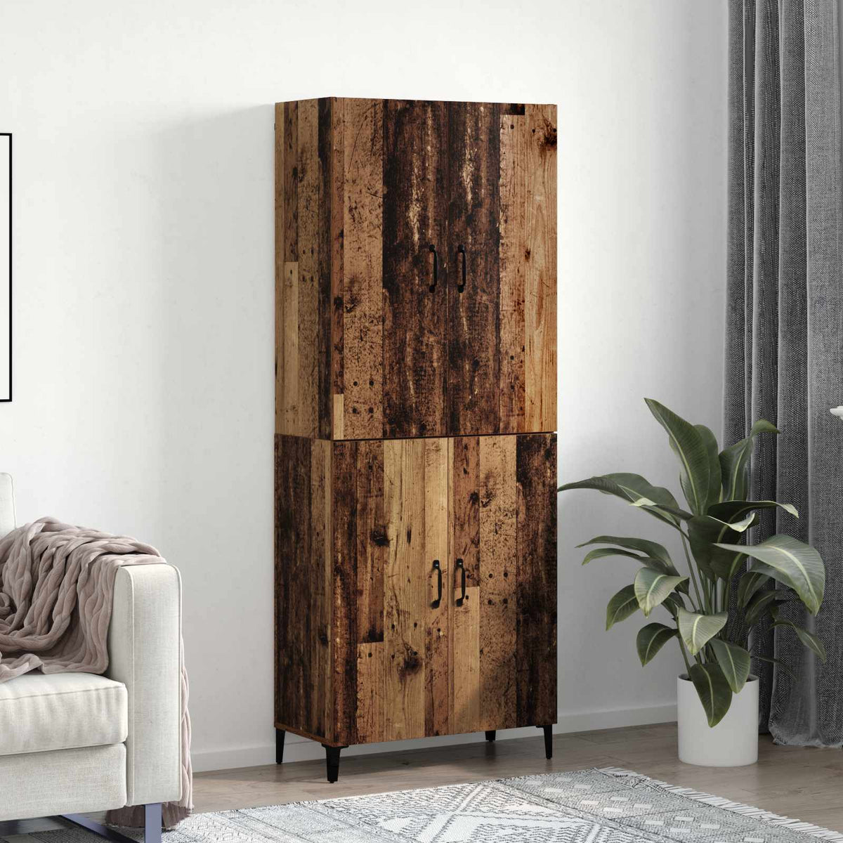 Highboard 2 pcs 69.5 x 34 x 180 cm Engineered Wood Old wood