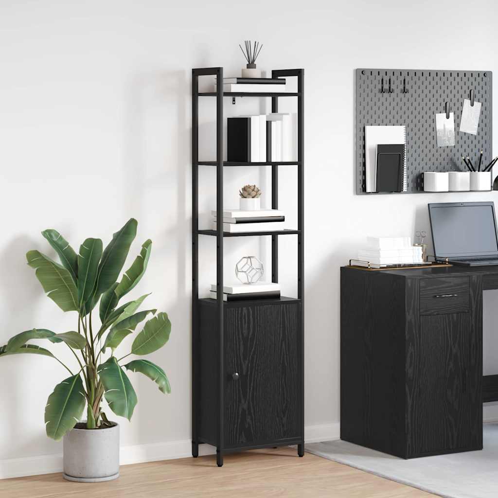 Book Cabinet 6-Tier Engineered Wood in Black Oak