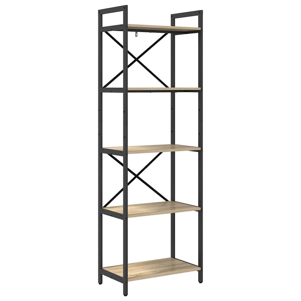 vidaXL Bookshelf 5-Tier 56 x 34 x 171 cm Engineered Wood Sonoma Oak 2