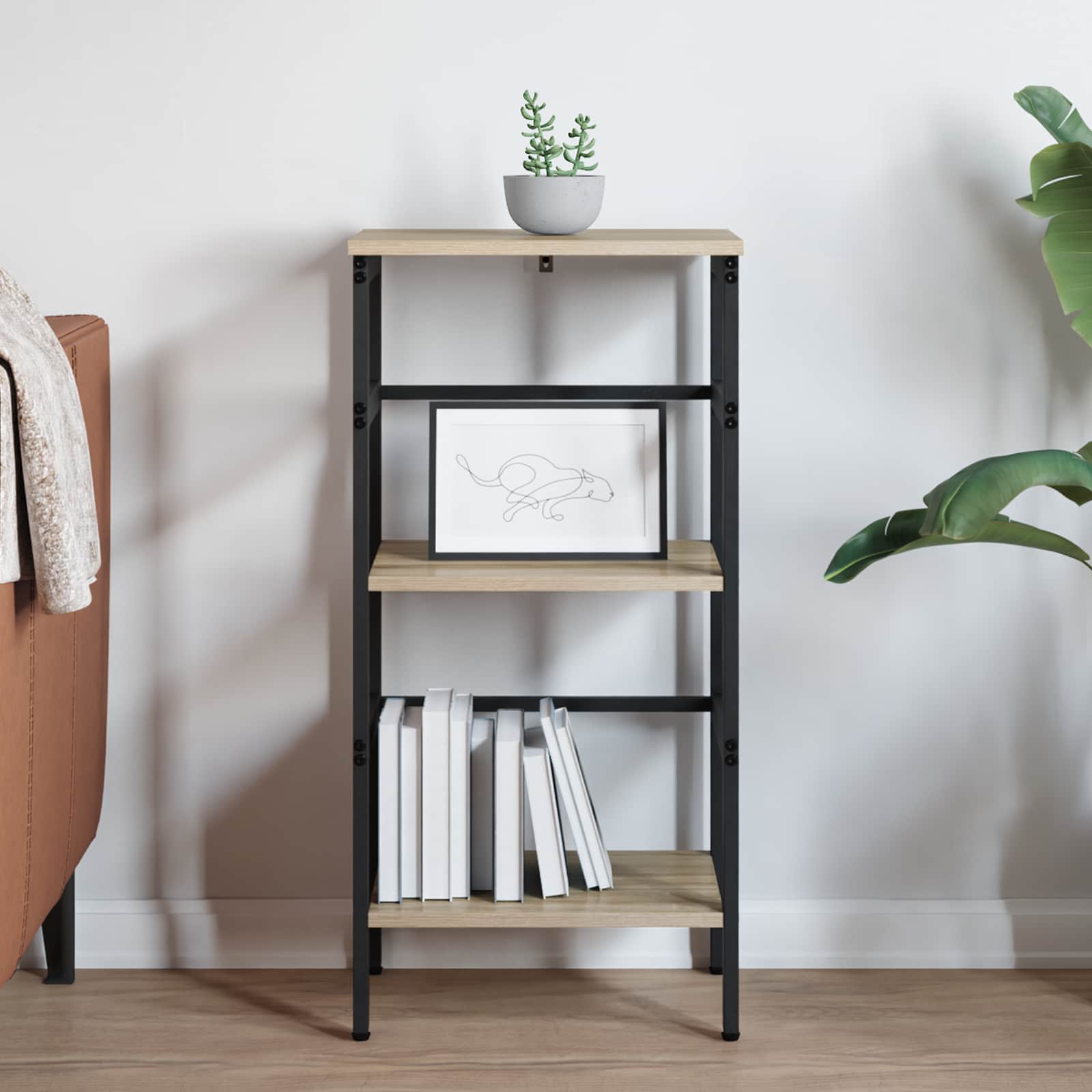 vidaXL Bookshelf 2-Tier 40 x 29.5 x 81 cm Engineered Wood Sonoma Oak 4
