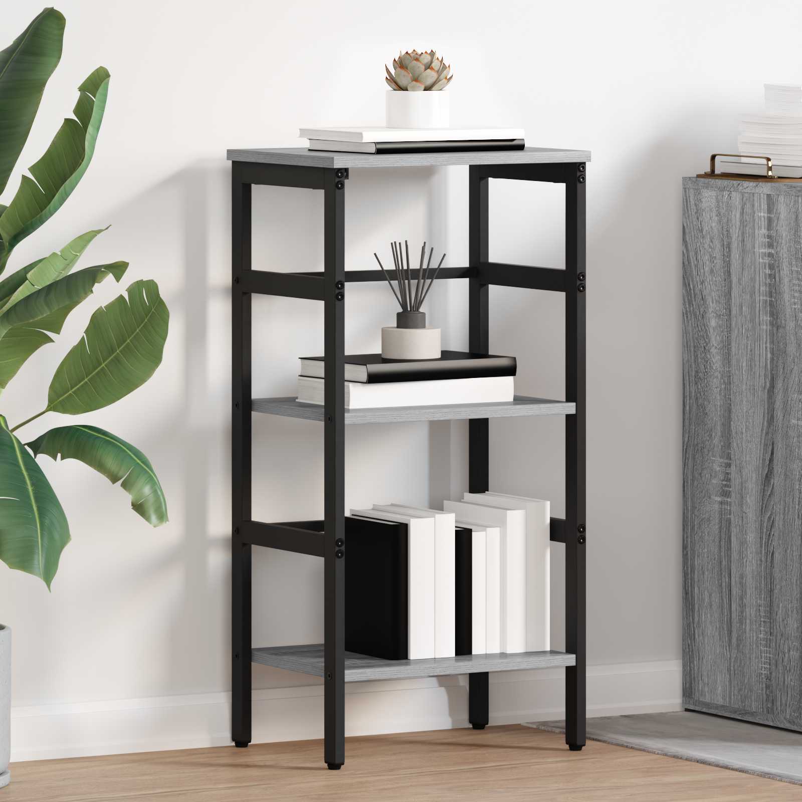 vidaXL Bookshelf 2-Tier 40 x 29.5 x 81 cm Engineered Wood Grey Sonoma 1