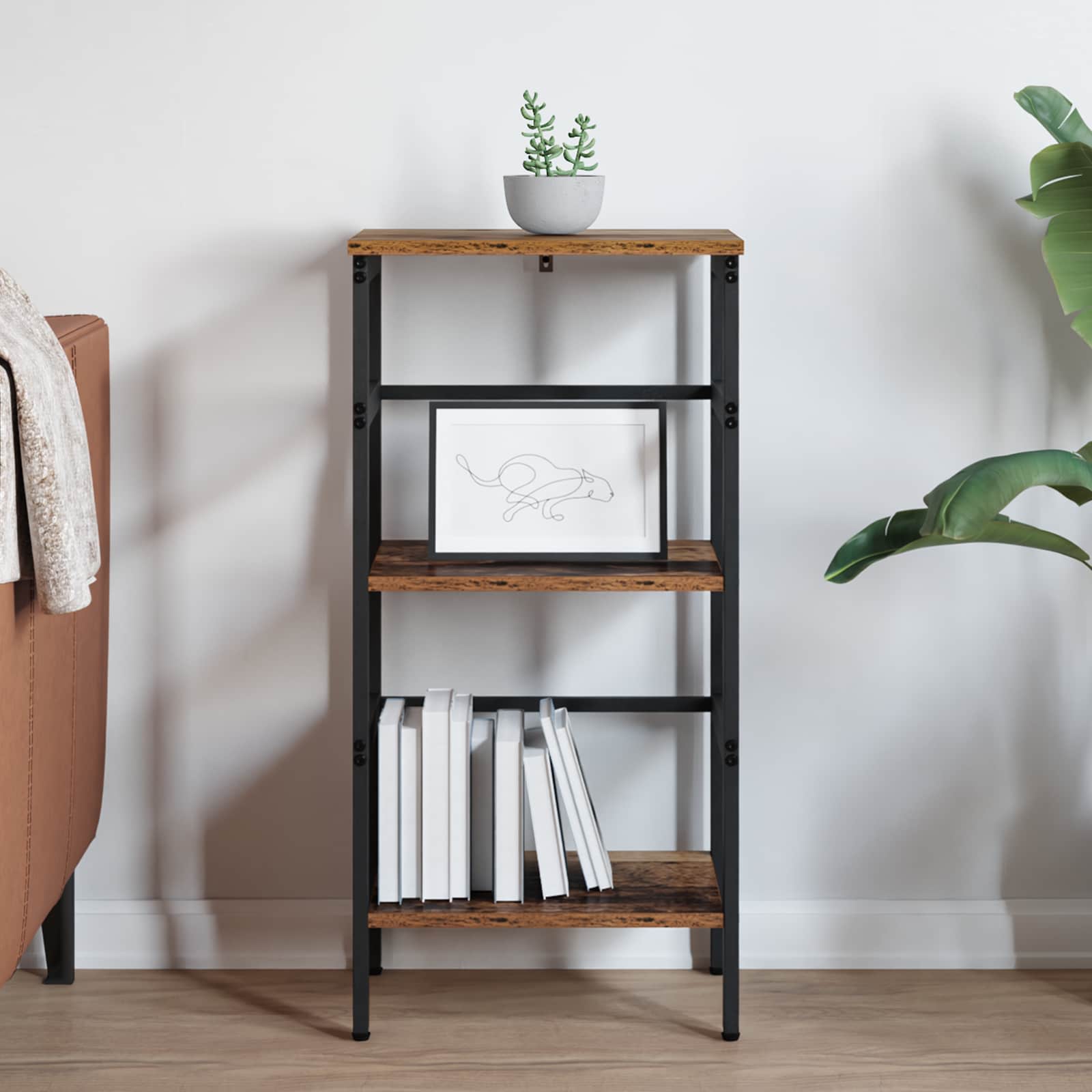 vidaXL Bookshelf 2-Tier 40 x 29.5 x 81 cm Engineered Wood Old Wood 4