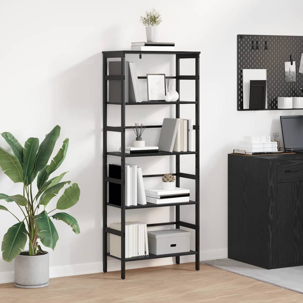 Bookshelf 2-Tier Engineered Wood Width 60 cm Black oak 149 cm