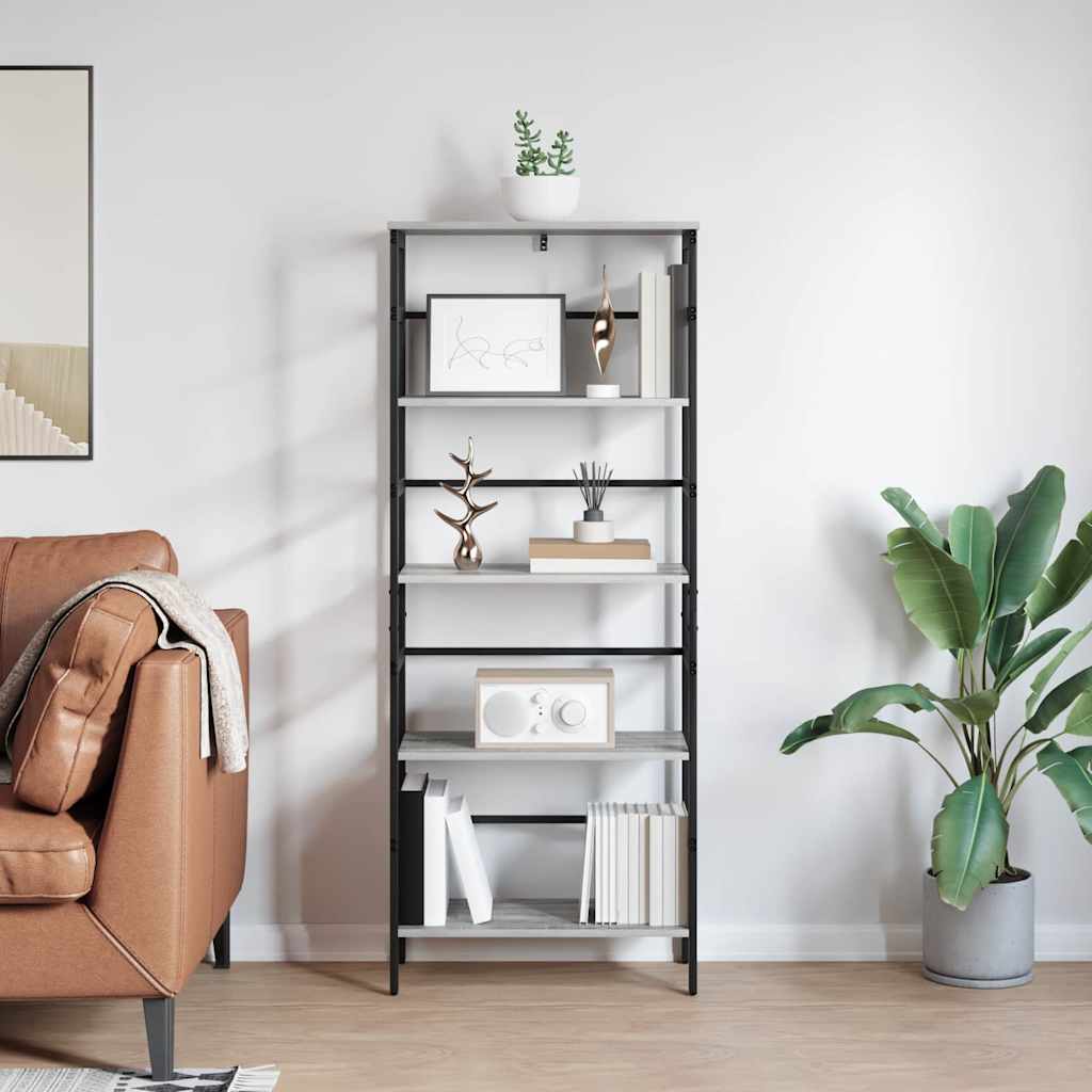 vidaXL Bookshelf 4-Tier 60 x 29.5 x 149 cm Engineered Wood Grey Sonoma 4