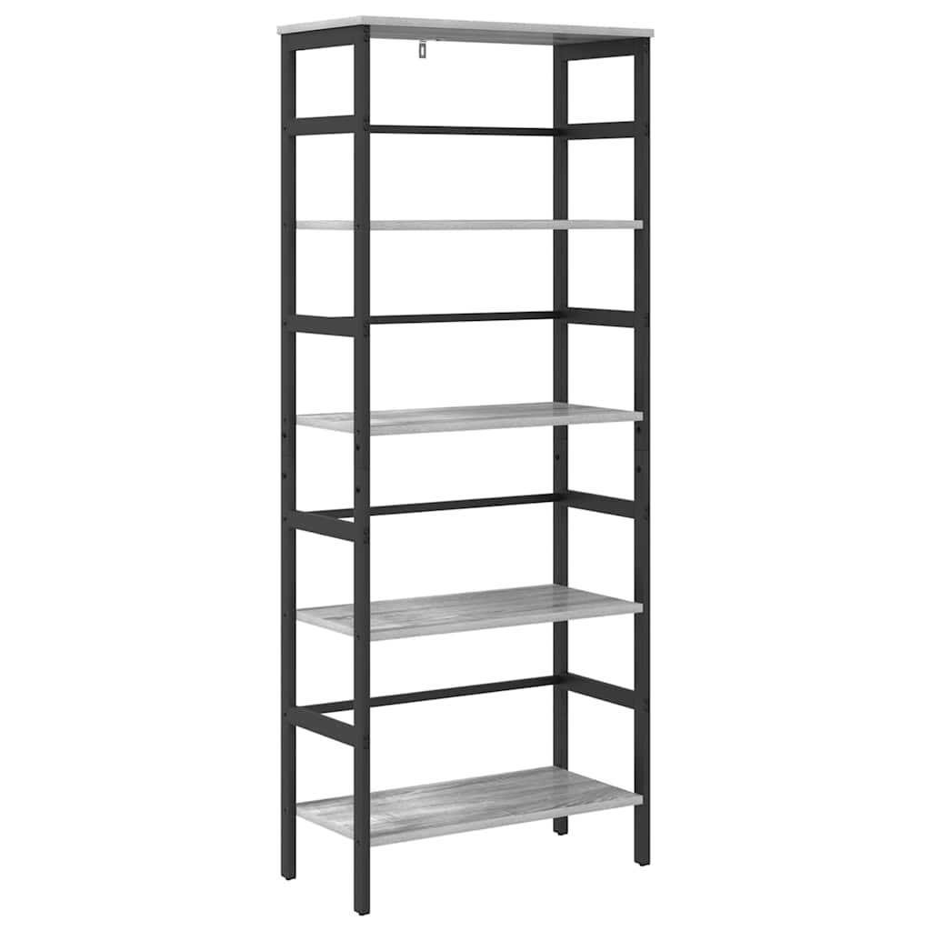 vidaXL Bookshelf 4-Tier 60 x 29.5 x 149 cm Engineered Wood Grey Sonoma 2