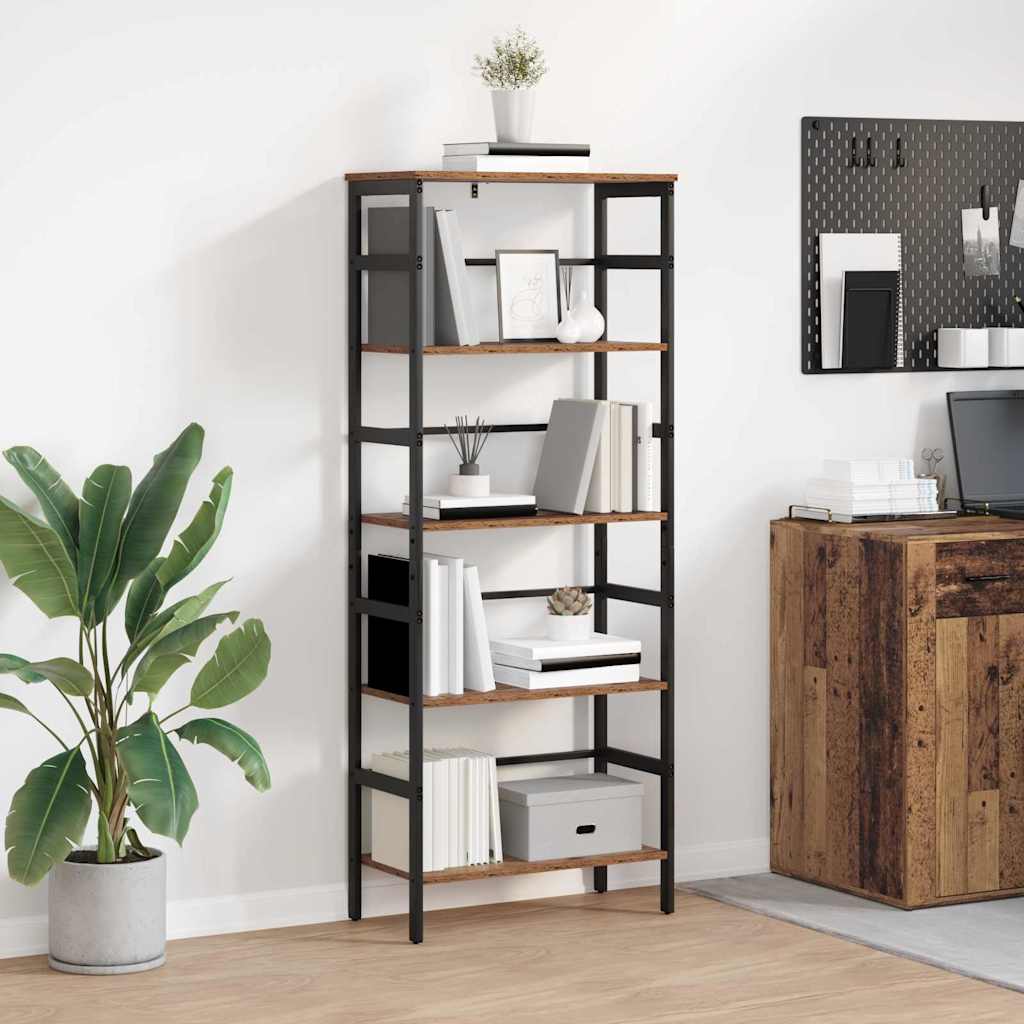 Bookshelf 2-Tier Engineered Wood Width 60 cm Old wood 149 cm