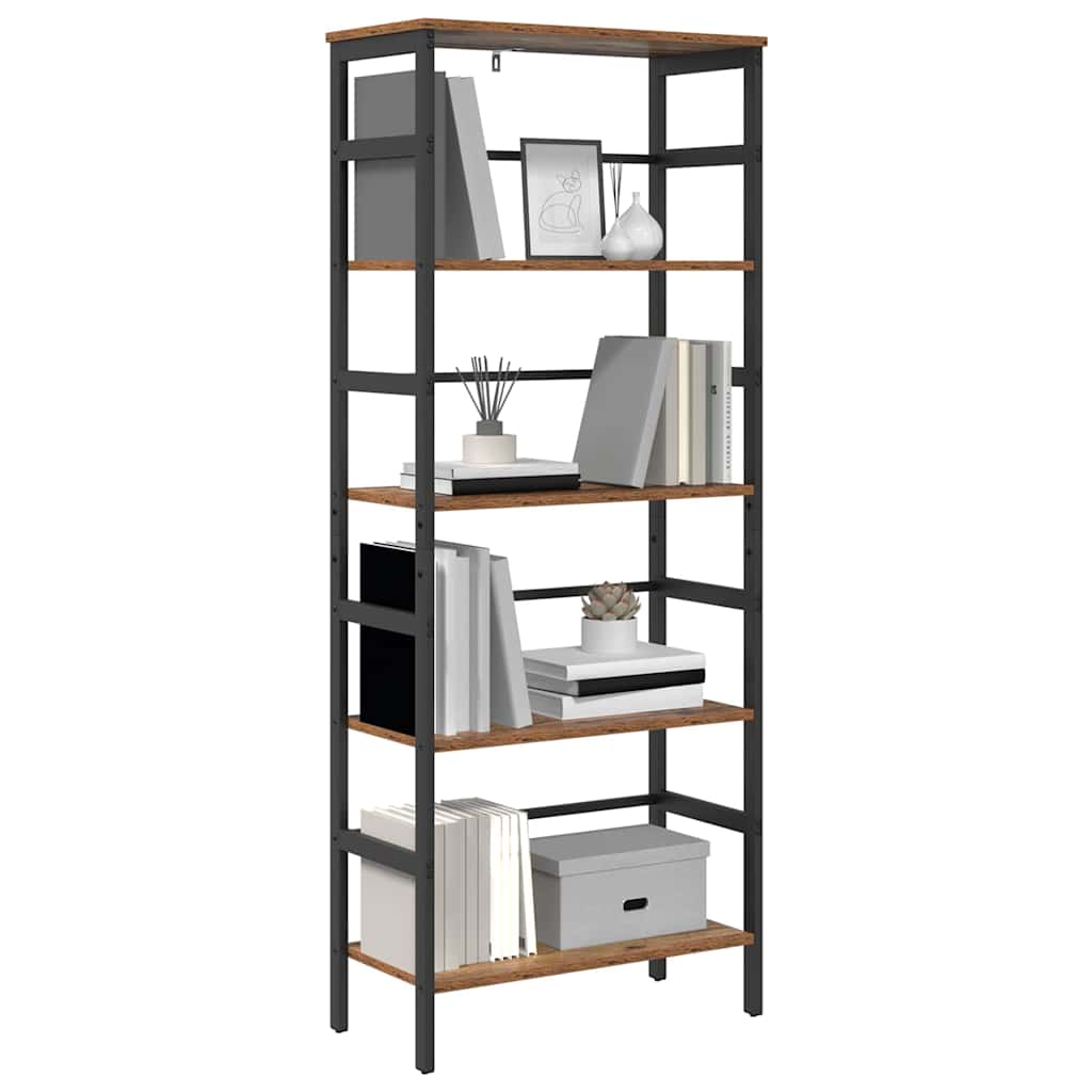 Bookshelf 2-Tier Engineered Wood Width 60 cm Old wood 149 cm