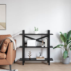 vidaXL Bookshelf 3-Tier 100 x 33.5 x 102 cm Engineered Wood Black Oak 4