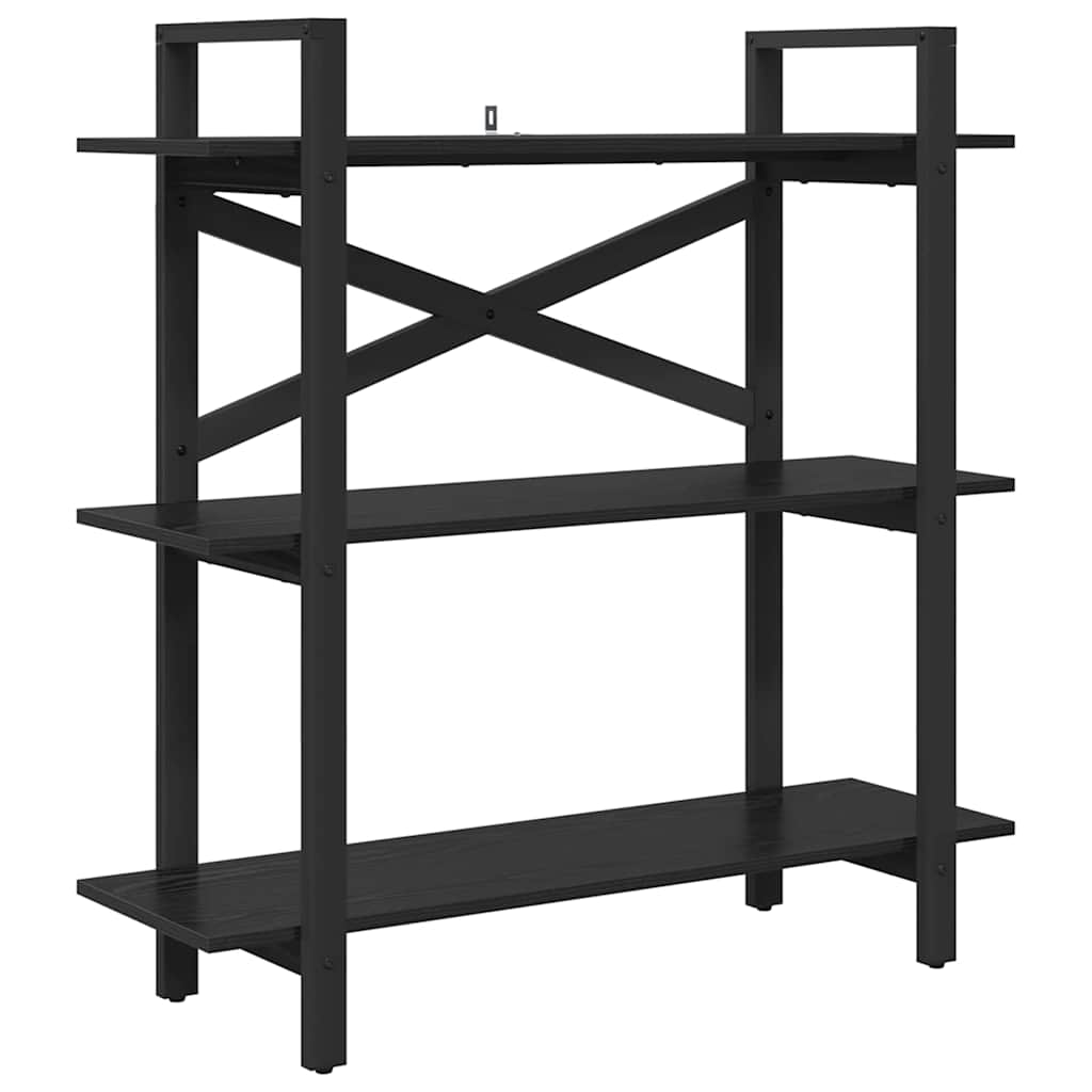 vidaXL Bookshelf 3-Tier 100 x 33.5 x 102 cm Engineered Wood Black Oak 2