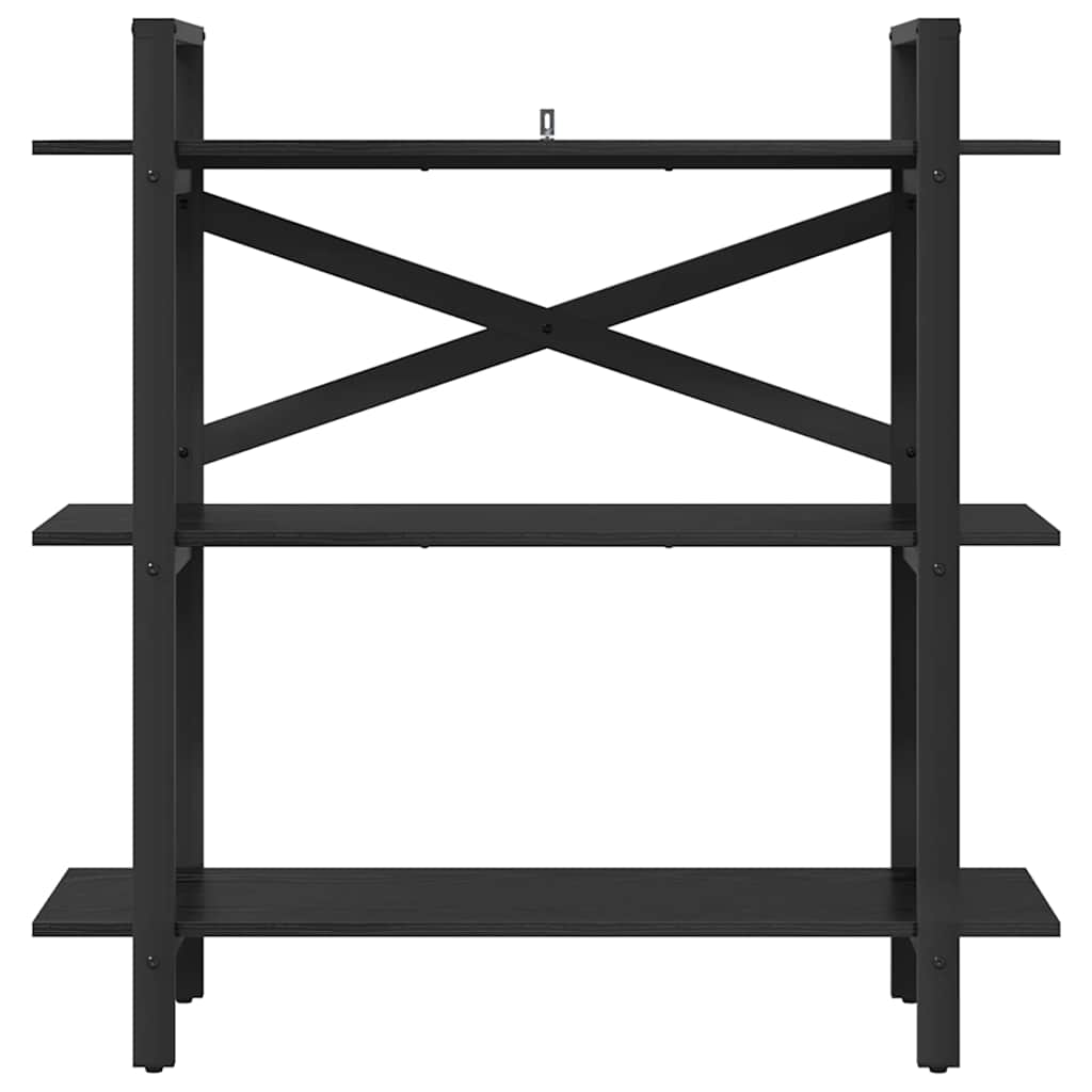 vidaXL Bookshelf 3-Tier 100 x 33.5 x 102 cm Engineered Wood Black Oak 5