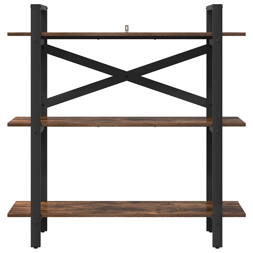 vidaXL Bookshelf 3-Tier 100 x 33.5 x 102 cm Engineered Wood Smoked Oak 5