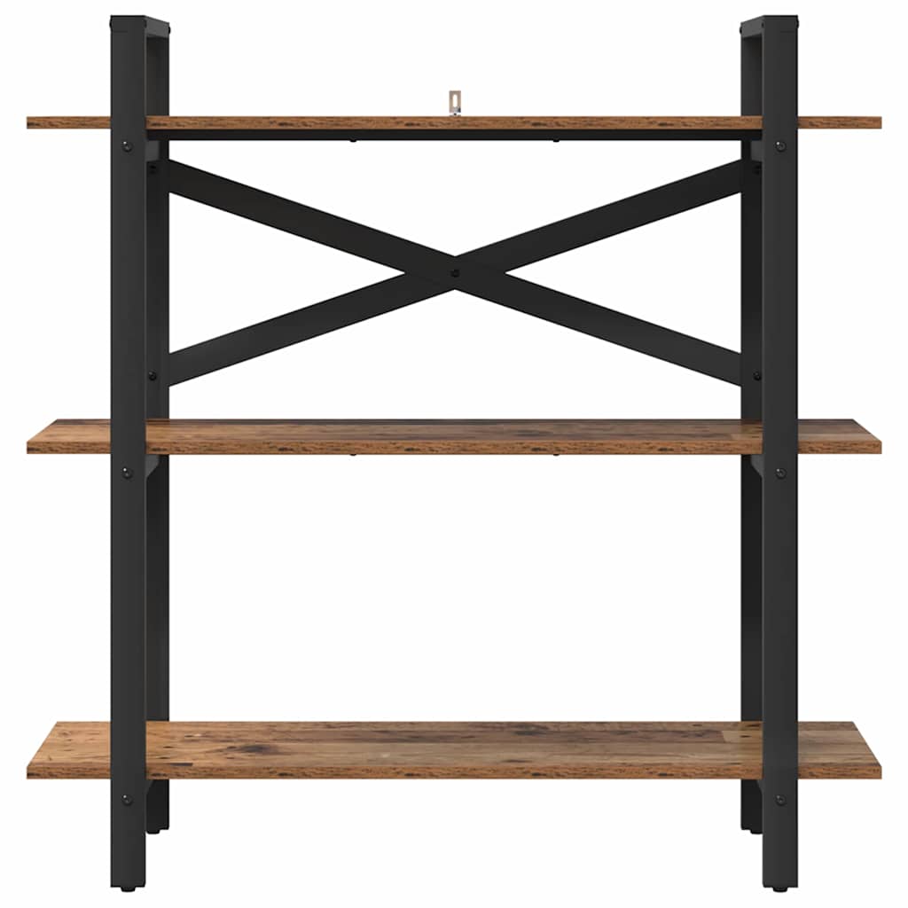 vidaXL Bookshelf 3-Tier 100 x 33.5 x 102 cm Engineered Wood Old Wood 5