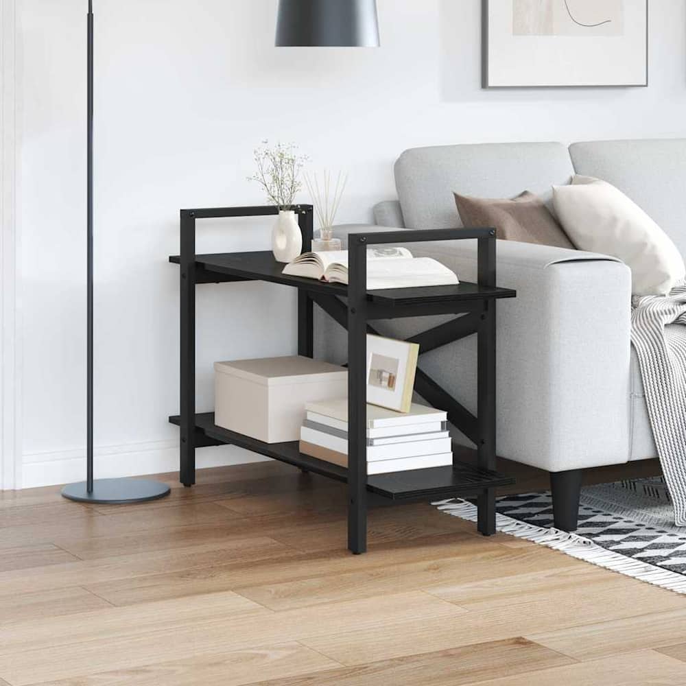 Bookshelf 2-Tier Engineered Wood 100 x 33.5 x 64 cm Black oak