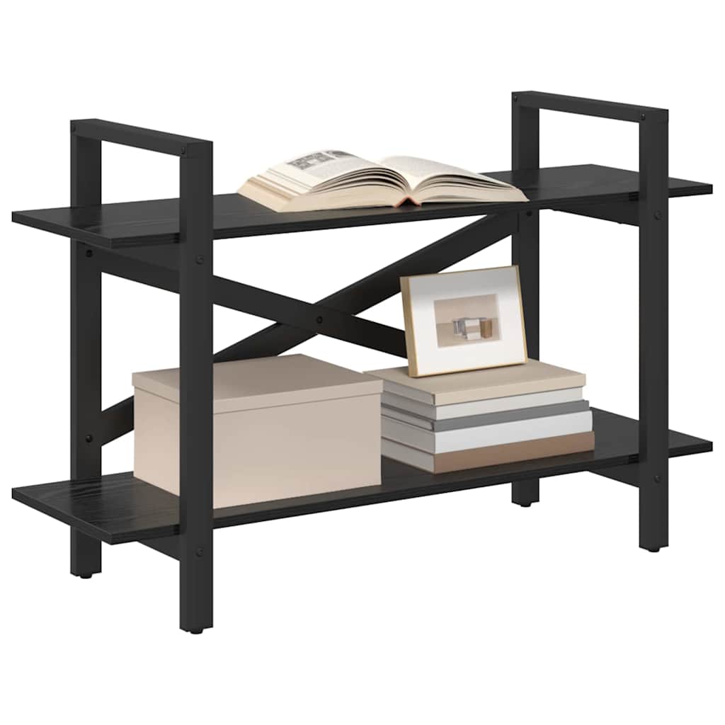 Bookshelf 2-Tier Engineered Wood 100 x 33.5 x 64 cm Black oak