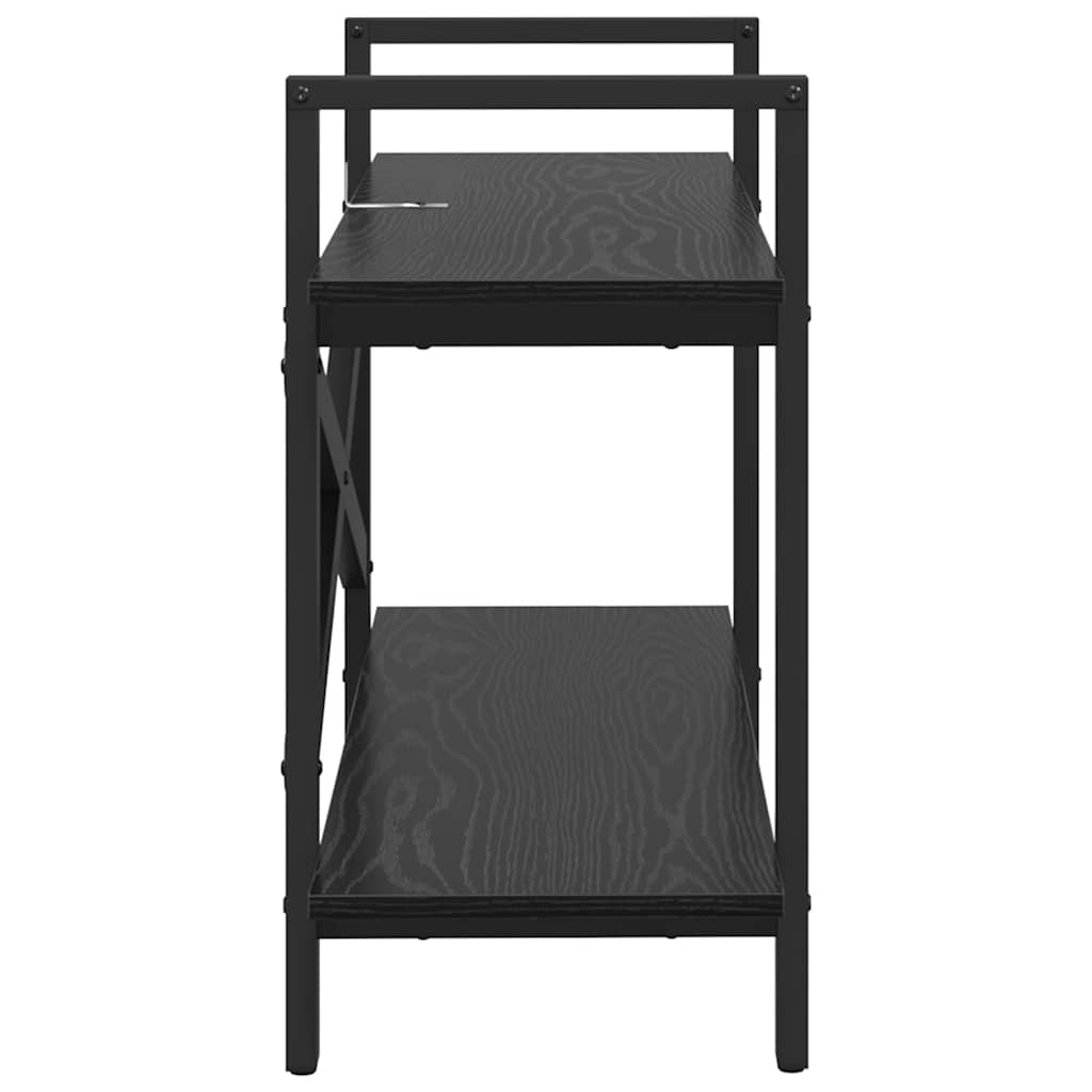 Bookshelf 2-Tier Engineered Wood 100 x 33.5 x 64 cm Black oak