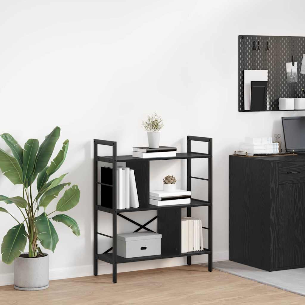 Bookshelf 5-Tier Engineered Wood 75 x 30 x 91 cm Black oak