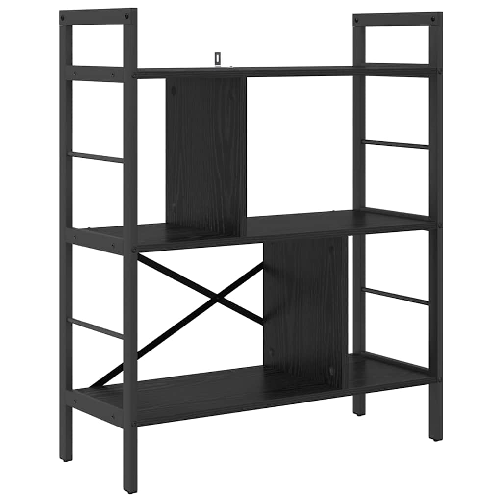 Bookshelf 5-Tier Engineered Wood 75 x 30 x 91 cm Black oak