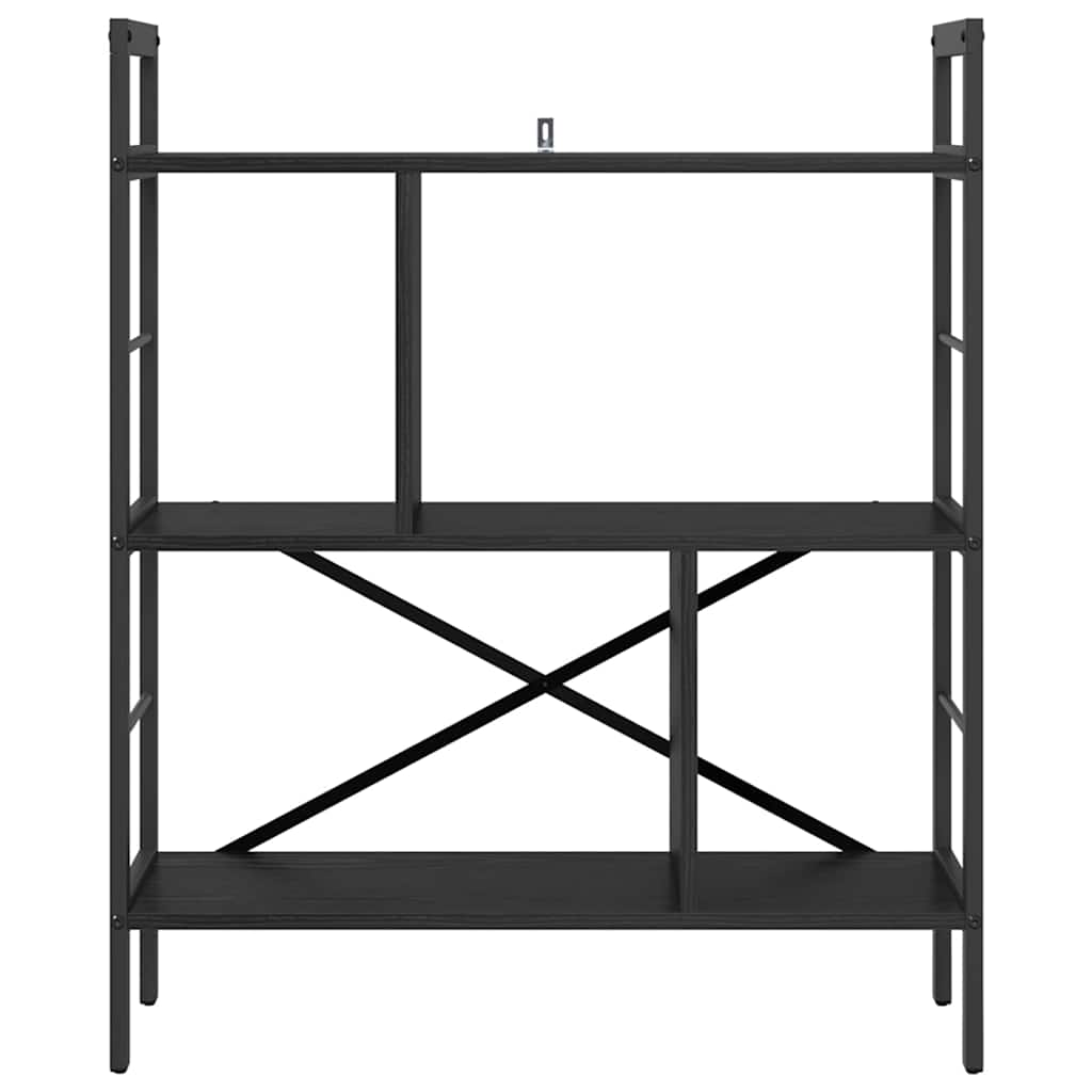 Bookshelf 5-Tier Engineered Wood 75 x 30 x 91 cm Black oak