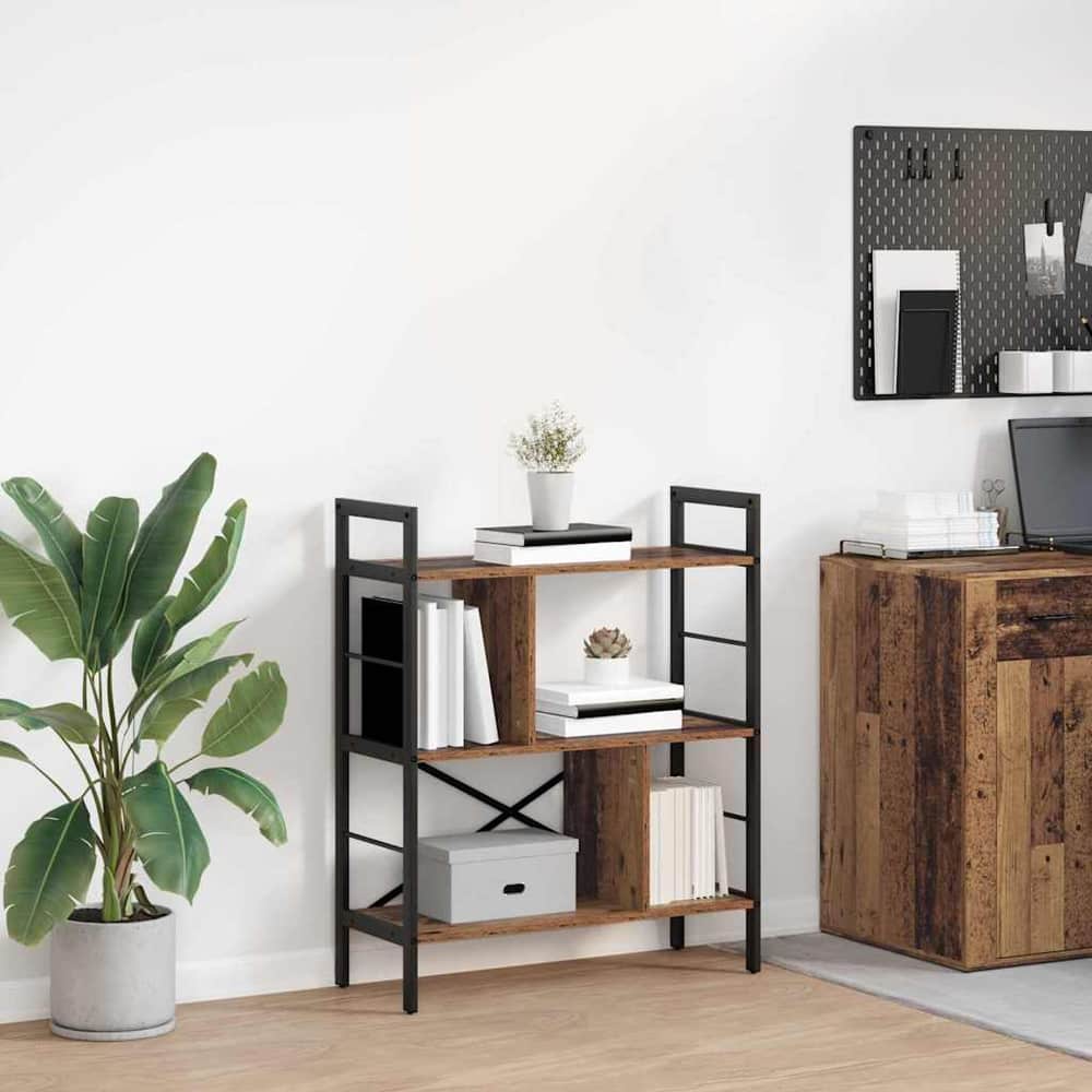Bookshelf 5-Tier Engineered Wood 75 x 30 x 91 cm Old wood