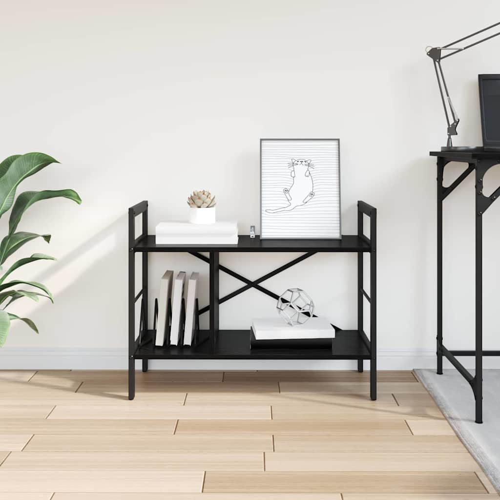 vidaXL Bookshelf 3-Tier 75 x 30 x 58.5 cm Engineered Wood Black Oak 4