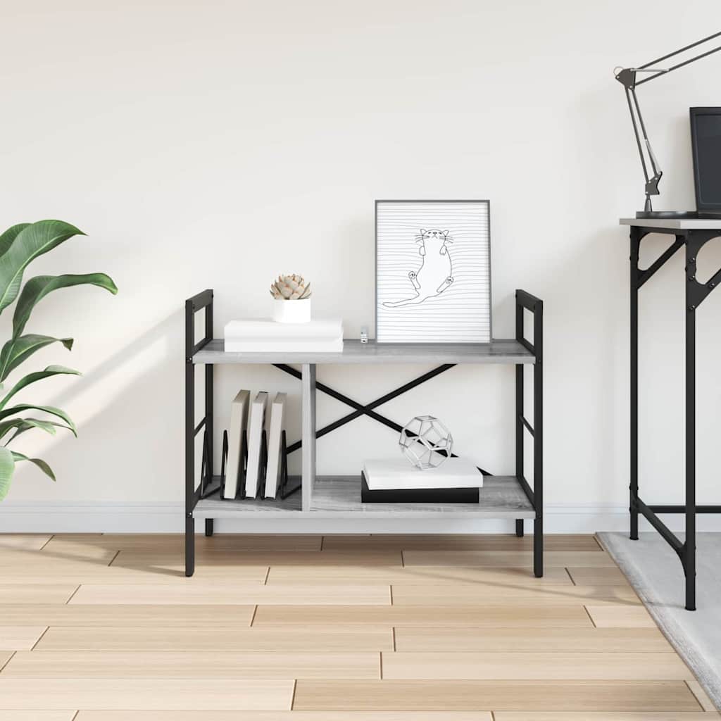 vidaXL Bookshelf 3-Tier 75 x 30 x 58.5 cm Engineered Wood Grey Sonoma 4