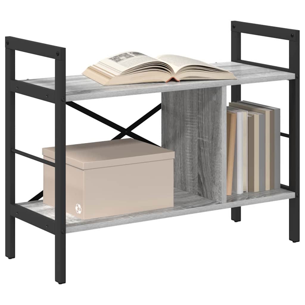vidaXL Bookshelf 3-Tier 75 x 30 x 58.5 cm Engineered Wood Grey Sonoma 3