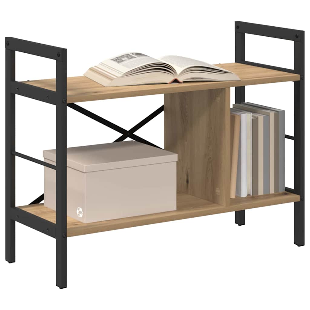 vidaXL Bookshelf 3-Tier 75 x 30 x 58.5 cm Engineered Wood Artisan Oak 3