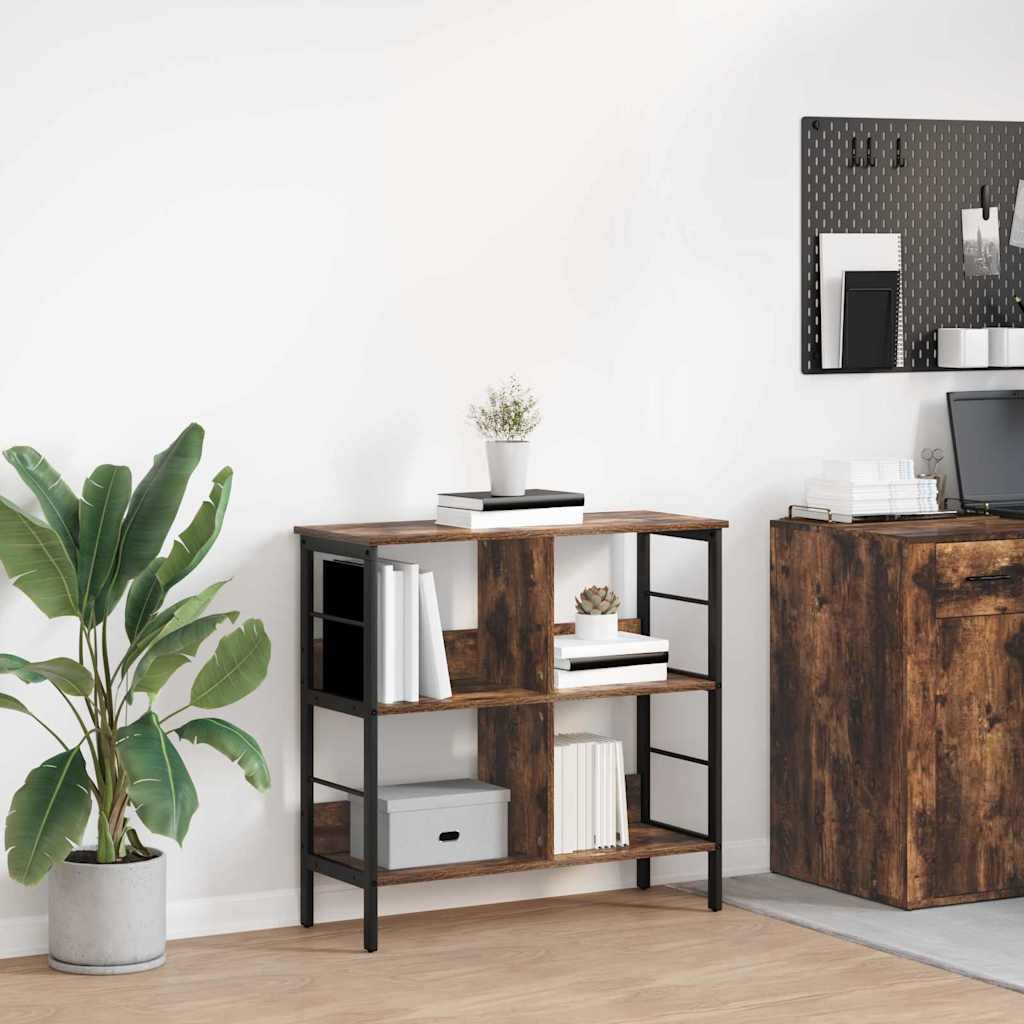 vidaXL Bookshelf 4-Tier 82 x 32 x 79 cm Engineered Wood Smoked Oak 1