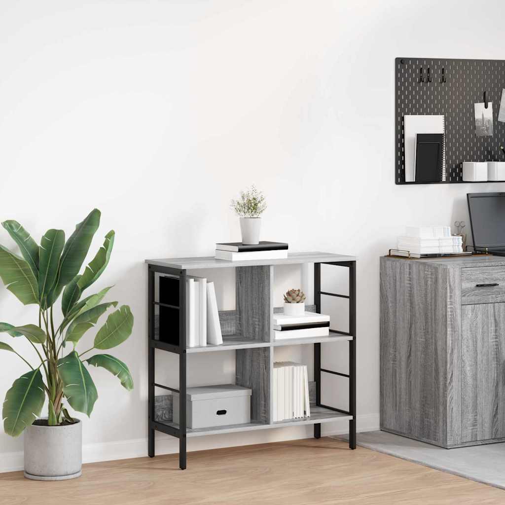 vidaXL Bookshelf 4-Tier 82 x 32 x 79 cm Engineered Wood Grey Sonoma 1