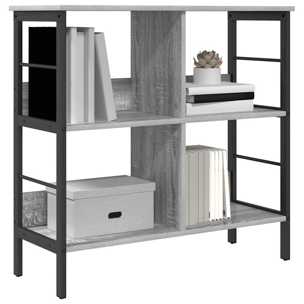 vidaXL Bookshelf 4-Tier 82 x 32 x 79 cm Engineered Wood Grey Sonoma 3
