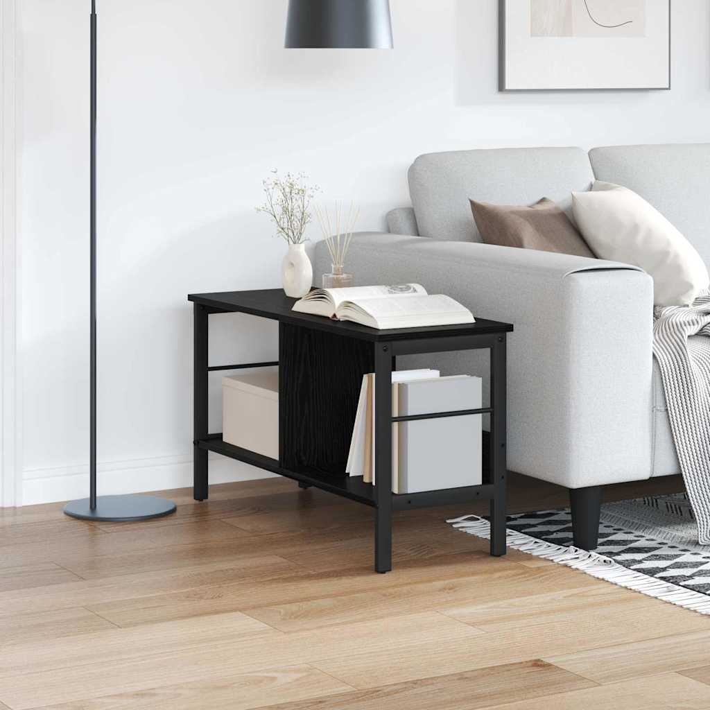 vidaXL Bookshelf 2-Tier 82 x 32 x 47 cm Engineered Wood Black Oak 1