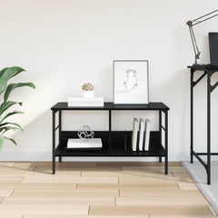 vidaXL Bookshelf 2-Tier 82 x 32 x 47 cm Engineered Wood Black Oak 4
